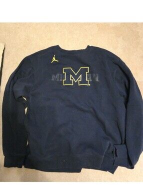 Nike Jordan Men's Michigan Navy Crew Neck Sweatshirt Size L